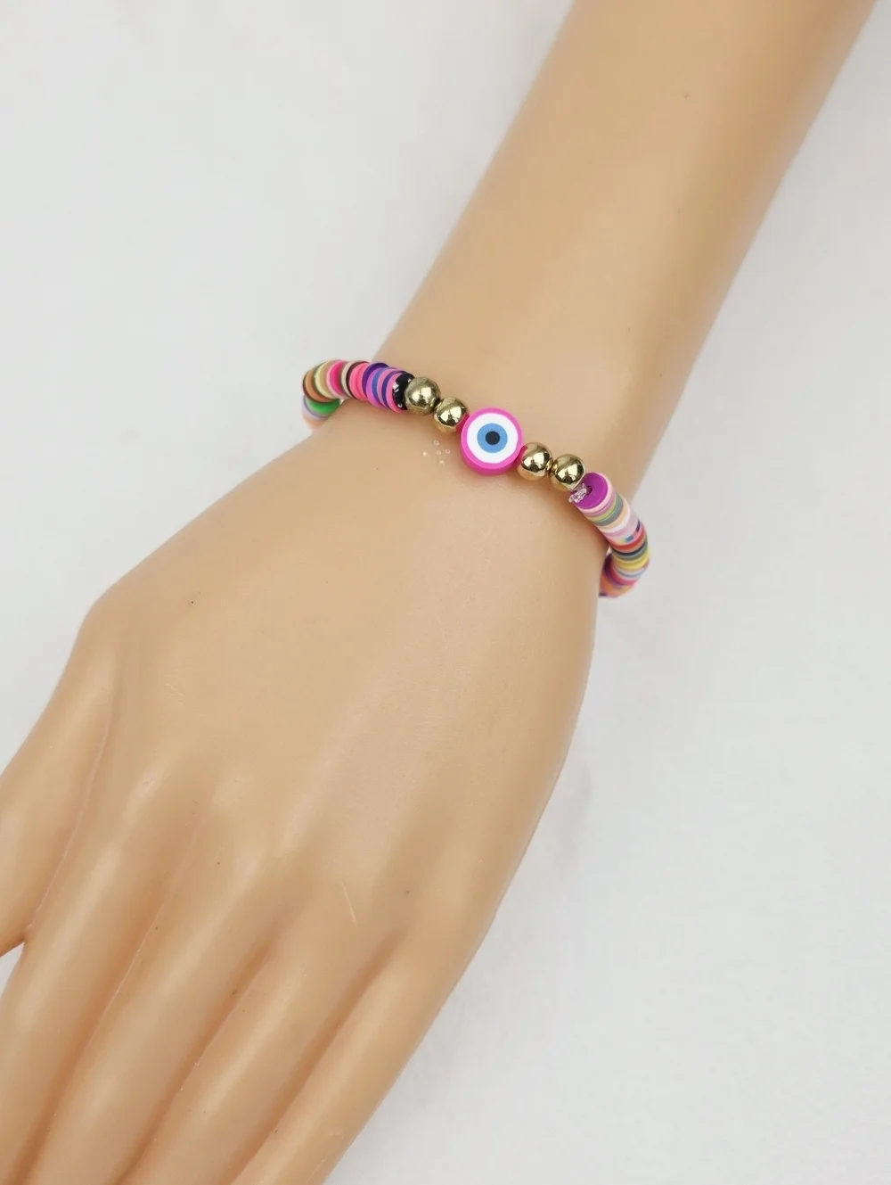 Handmade Clay Bead Multi Color Bracelet